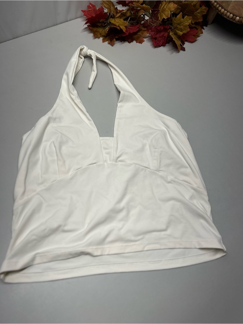 Anthropologie Cream Halter V-Neck Tank
